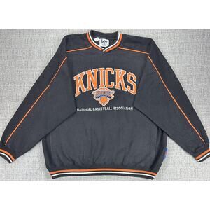 Vintage New York Knicks Sweatshirt Mens XL Black NBA Embroidered Heavy Cotton